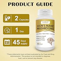 Vista 6 de Organic Mushroom Complex Capsules with Lion's Mane, Cordyceps, Reishi, Help for Cognitive Focus, Immune Support & Brain Health, Vegan, Non-GMO, 90