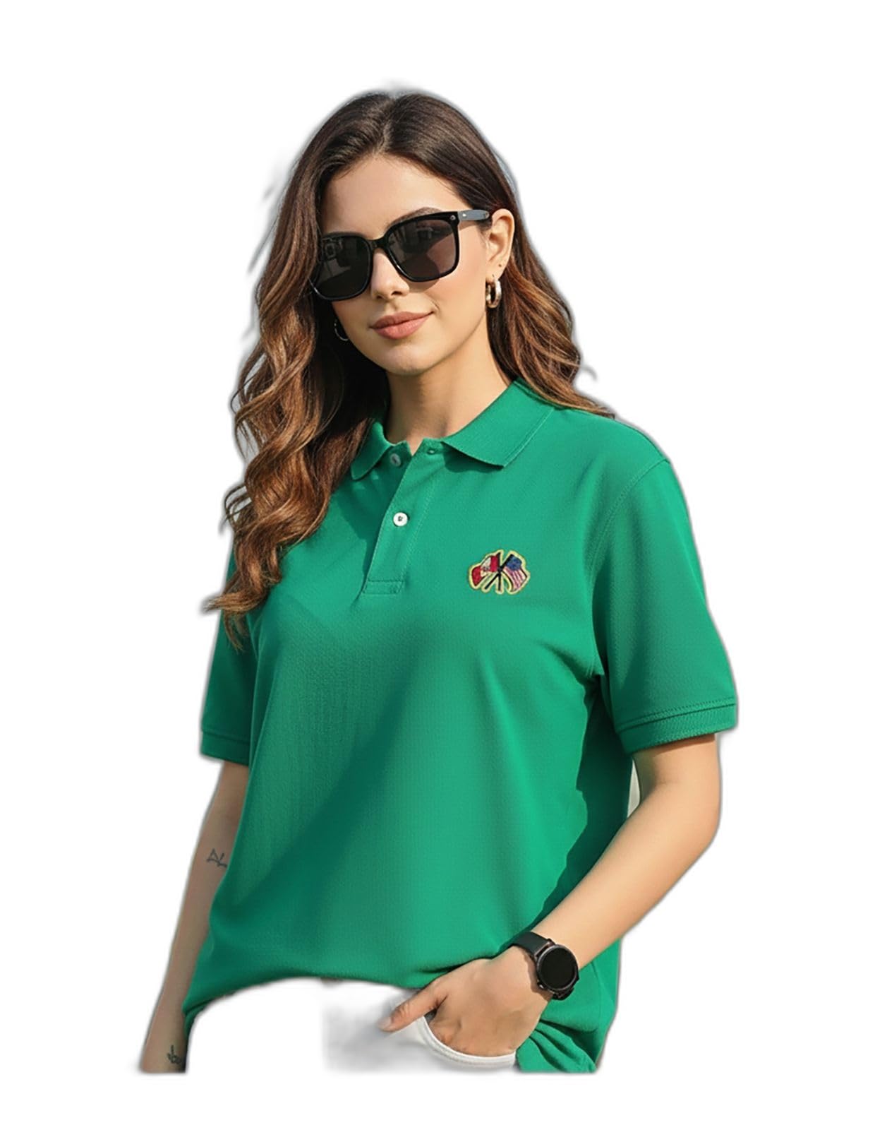 ain6 Merriment Solid Women Polo Neck Green T-Shirt (BR1003-Petrol_XXL)_PT-picture-52