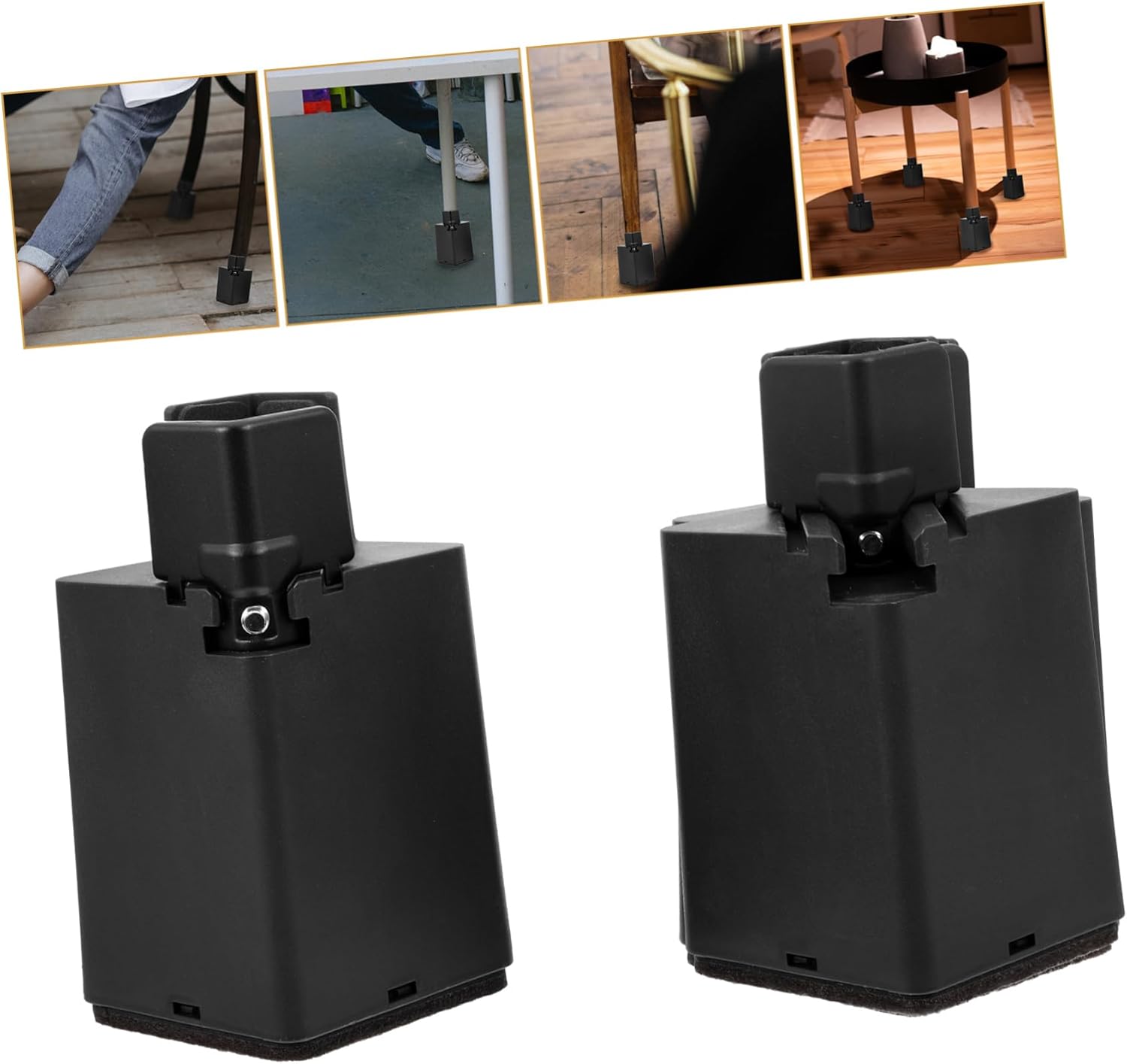 Homoyoyo 4pcs Adjustable Furniture Risers for Bed Sofa and Table Height Increasing Support Pads Material Easy to Use Compatible Furniture Types