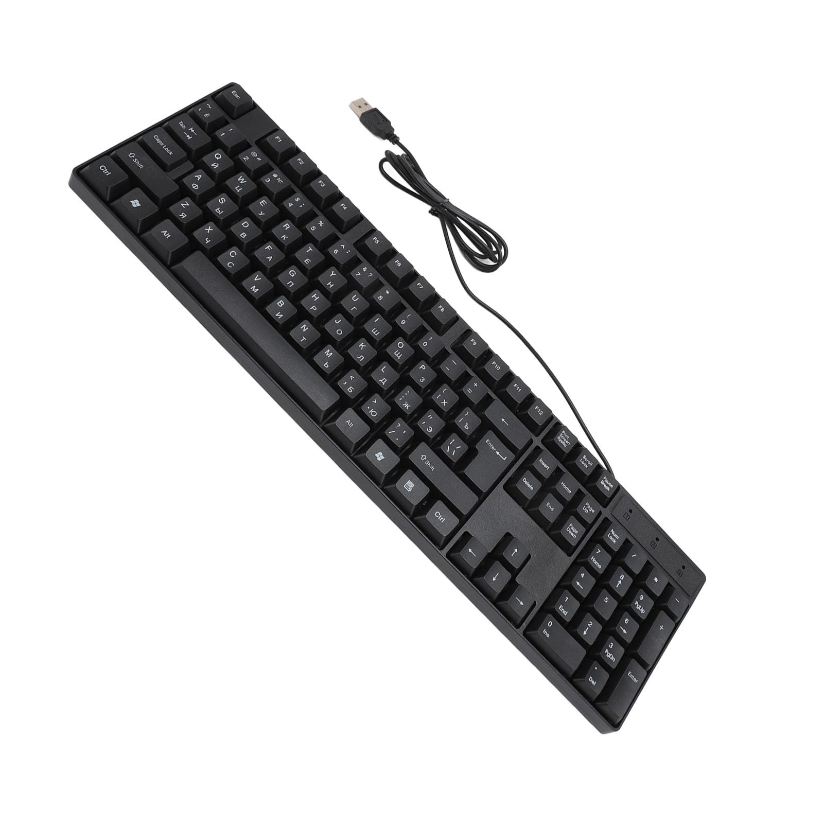 K1800 Keyboard da Gioco Cablato USB 104 Tasti, Lingua di Minoranza, Tastiera Russa, Cavo da 4,9 Piedi, Design Ergonomico per Lo Studio di Ufficio (Russo)