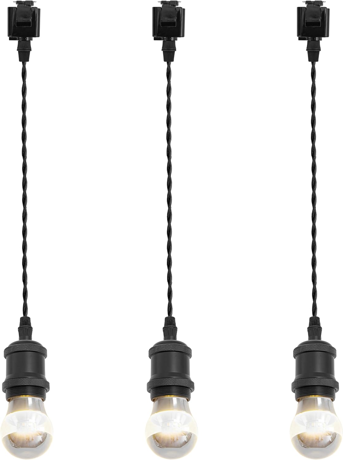 Kiven Anti Glare J-Type Track Lighting Pendants, 3-Light J Track Pendant Lights,Industrial J Track Light Pedant for Kitchen Restaurant Hallway, Black