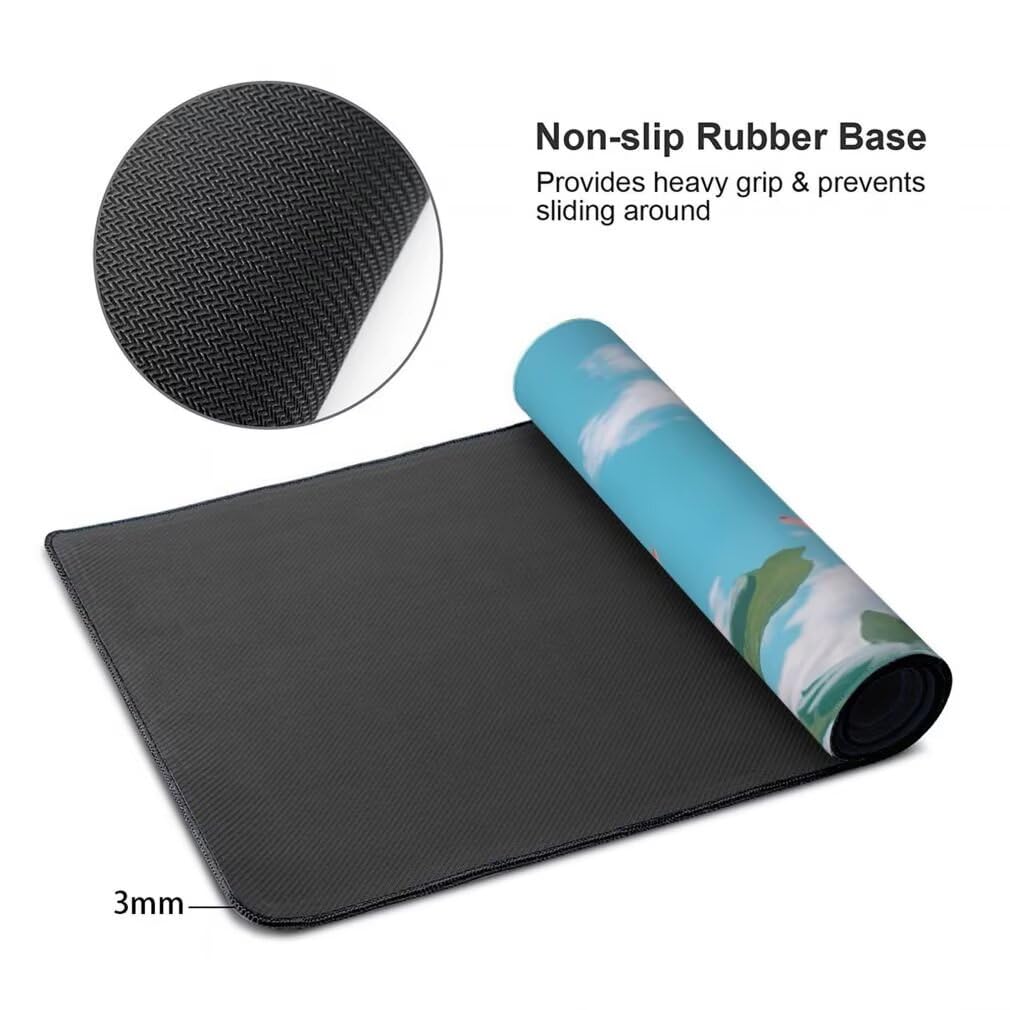 Tappetino Mouse Cielo Blu, Mouse Pad XXL 1000 x 500 x 3 mm, Fiore di Loto Tappetino Gaming Grande Sottomano Scrivania, Impermeabile Mousepad con Base in Gomma Antiscivolo per Computer, PC-MP1573