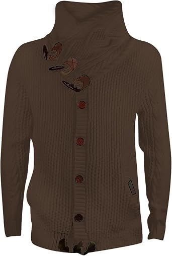 ZTXTIM Mens Turtleneck Cardigan Sweater Cable Knitted Full Zipper Warm Winter Jackets Long Sleeve Twisted Thermal Coats