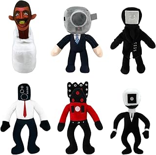 Skibidi Toilet Plush, 11 inch Speakean Cameraman Speakerman Titan Tv Man Bosses Plushies Toy, Stuffed Plushie Doll Toys Collectible Gifts for Kids Fans Aldults Birthday (6 PCS)