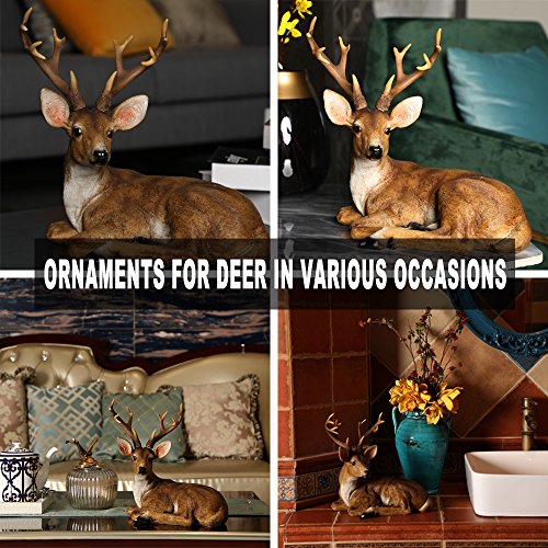 ARAIDECOR Festive Deer Animal Sculpture Home Decor or Outdoor Garden Statue - 13 x 12 x 7 Inches