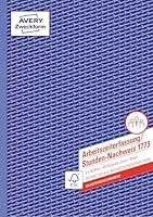AVERY Zweckform 1773 Stunden-Nachweis (A4, selbstdurchschreibend, von Rechtsexperten geprüft, für Deutschland u. Österreich zur lückenlosen Arbeitszeiterfassung, 2x40 Blatt) weiß/gelb