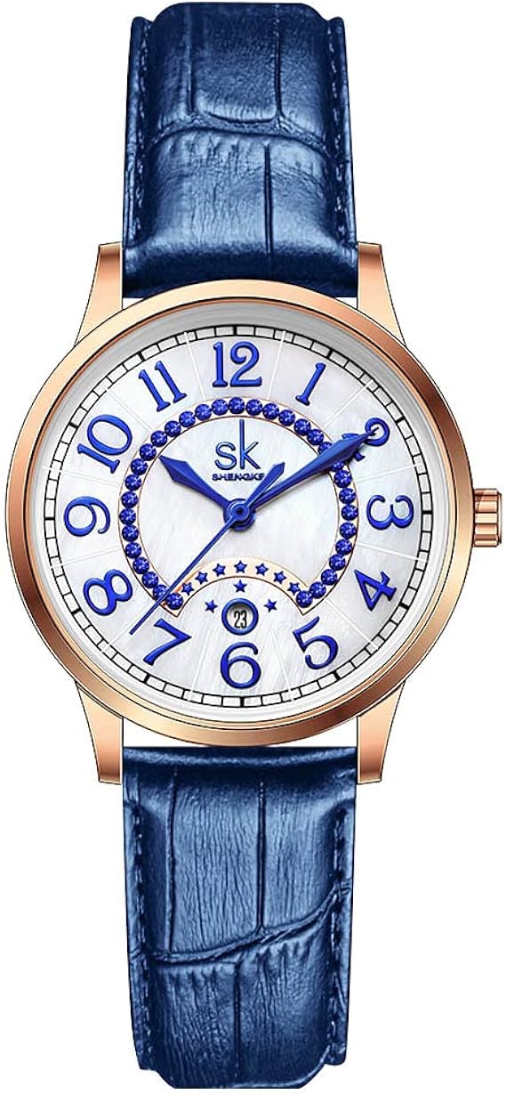 SHENGKE SK Business Classic Women Watch with Genuine Leather Stainless