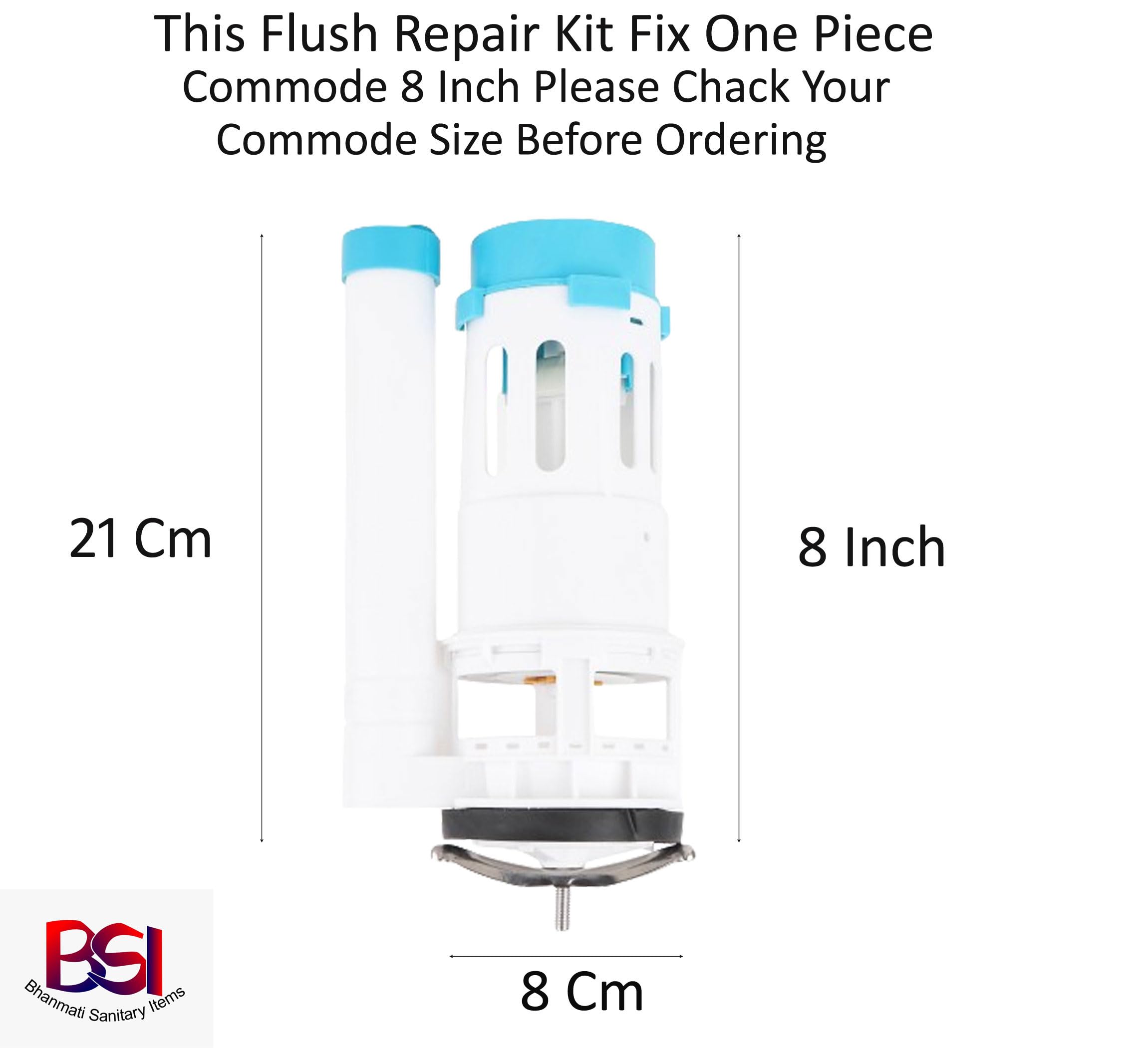 BHANMATI SANITARY ITEMS Water-Saving Toilet Repair Kit, Dual Flush Valve-Siphon, 8.26 Inch, 6-10" Adjustable Fill Valve, 55 mm ABS Push Button (USE FOR SINGLE PEICE SEAT) Set of 1