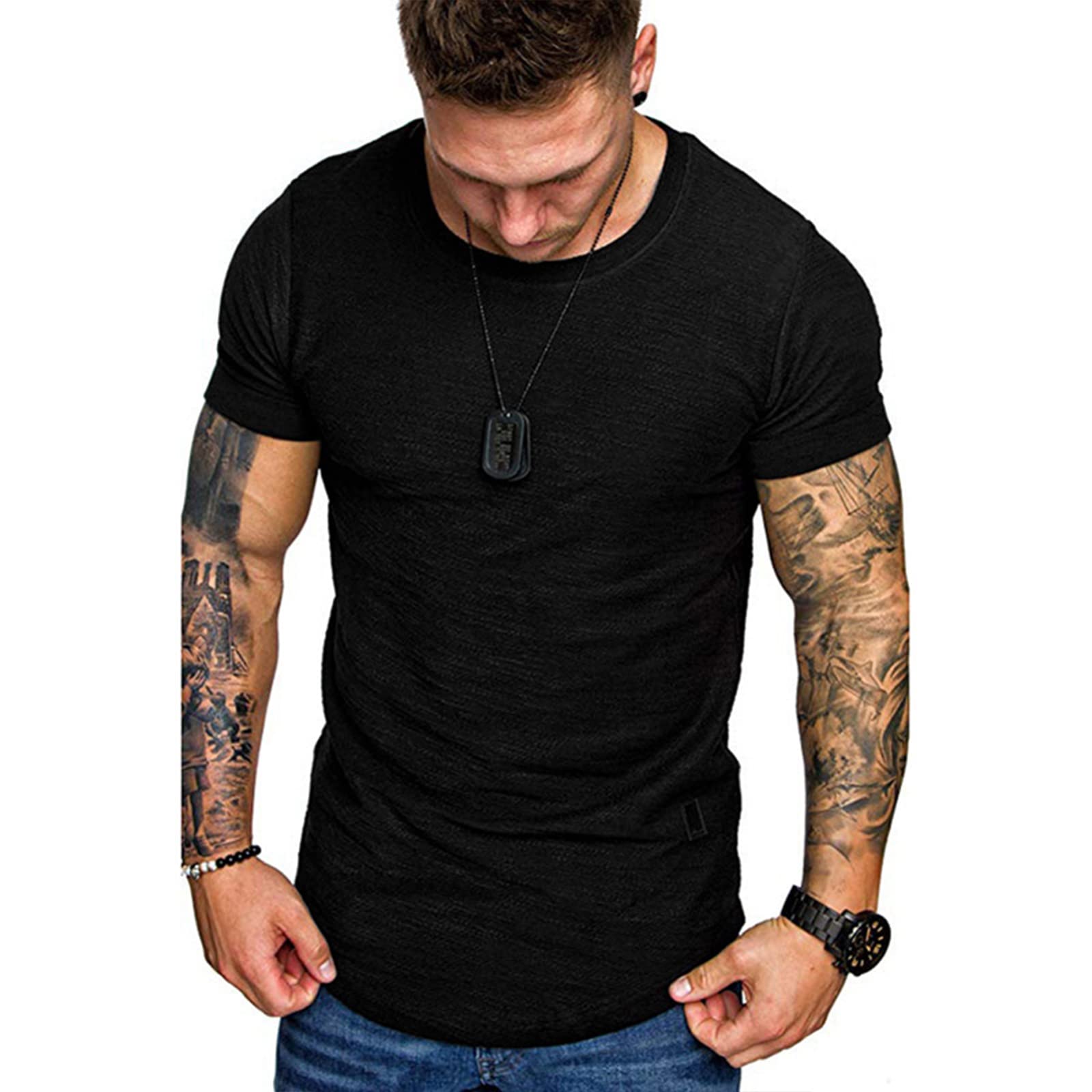 T-shirty z okrągłym dekoltem z krótkim rękawem czysta bawełna męskie rozciągliwe ponadwymiarowe szybkoschnące T-shirty oddychające wygodne
