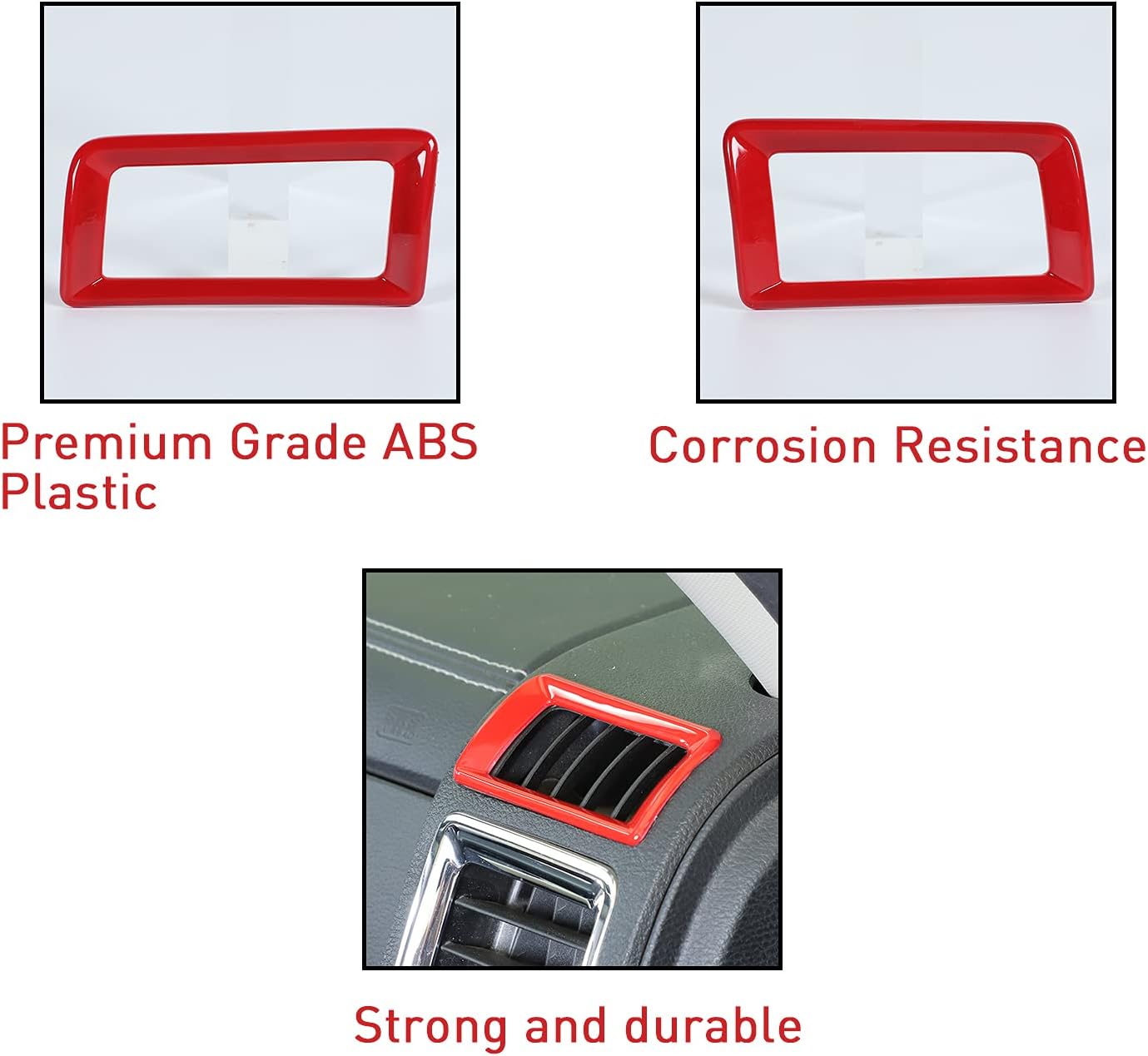 JeCar 2PCS Dash Side Vent Cover Trim for Dodge Ram 1500 2010-2017 (Red)