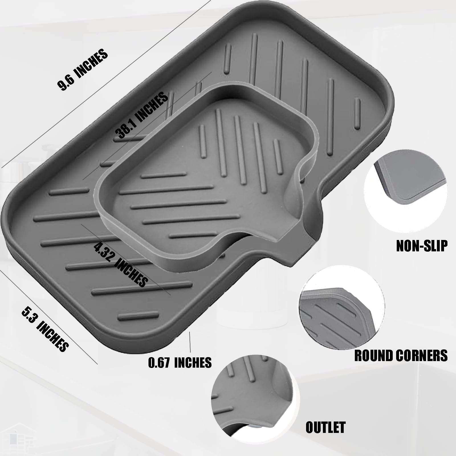 YZEOKAC 2 PC Sponge Stand for Kitchen Sink and Soap Tray for Bathroom Sink, Silicone Soap Dish with Drain and Toothbrush Holder, Cutlery Dispenser, Tray and Utensil Organizer