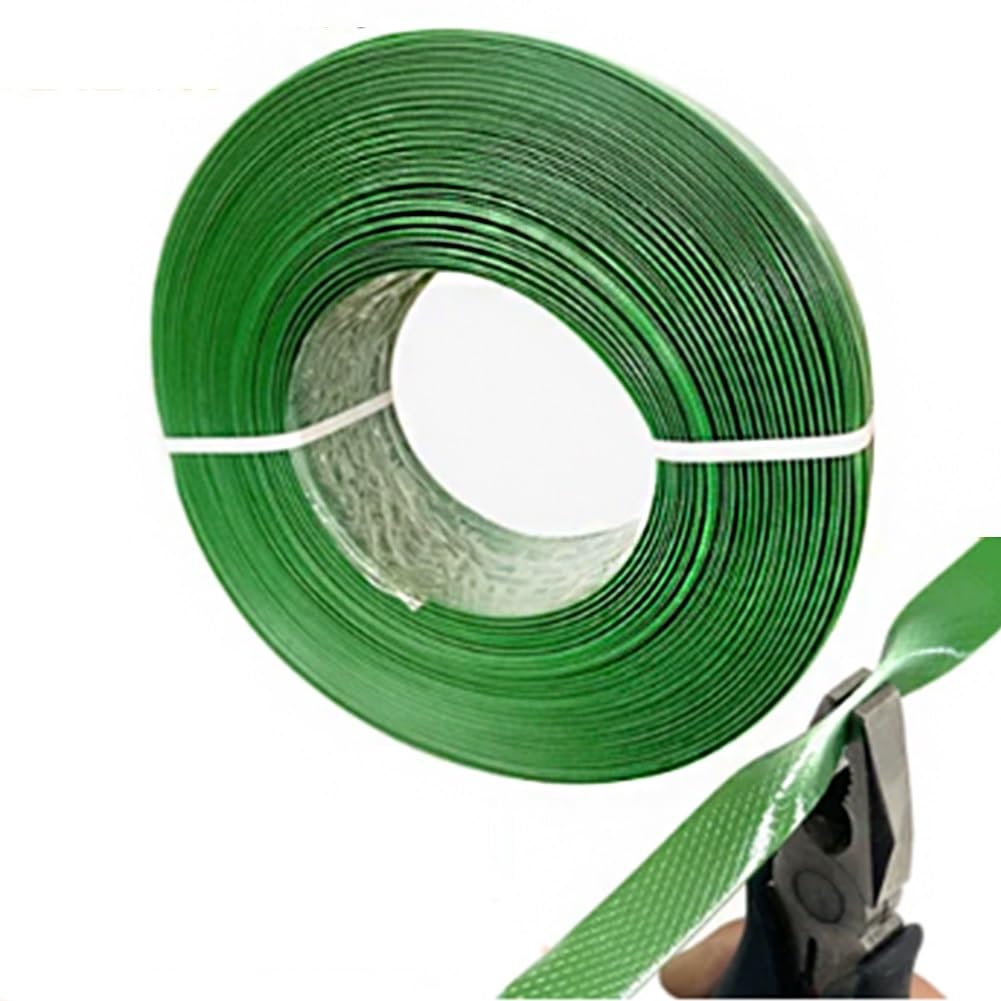 Nastro di reggia in plastica-acciaio PET | Verde, dimensioni multiple, imballaggio e reggiatura for pallet: tessuto a mano.(Green-a,680m)