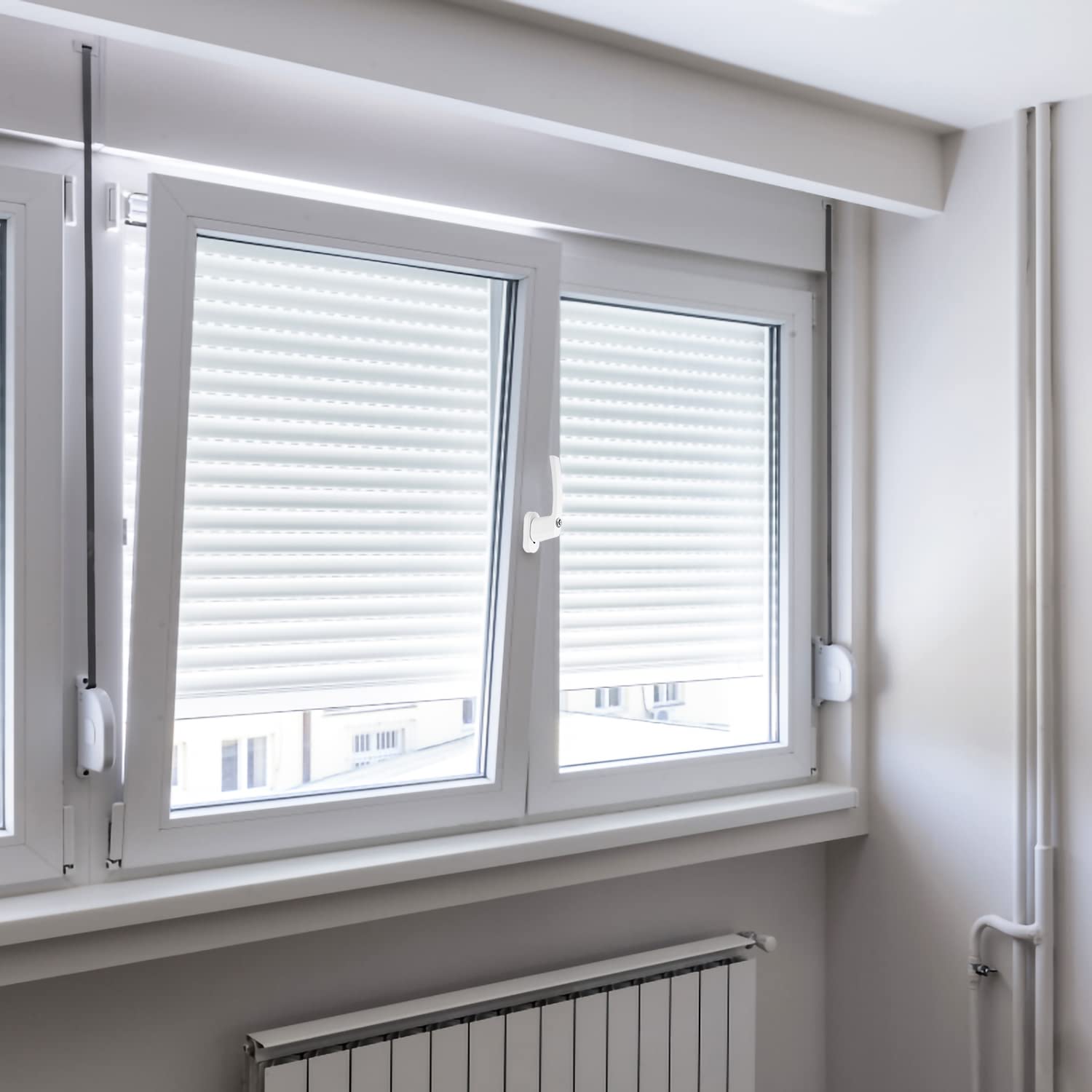 Fenstergriff abschließbar, 12 Stück abschließbare fenstergriffe Kindersicherung mit Druckzylinder und Schloss in Stiftlänge 35mm, weiß