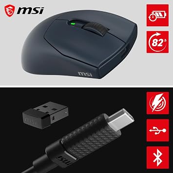 Msi Gg Forge Gm340 W Navy Gaming Mouse Max 12000 Dpi 57gr Kablosuz Optik Sensor Oyuncu Faresi