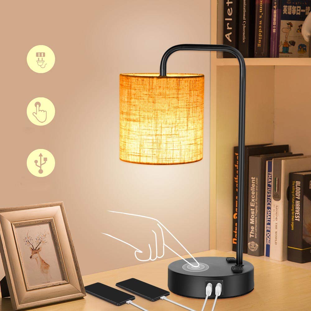 Buy Sunvook Bedside Lamps Set of 2 with USB Ports and Outlets,3 Way