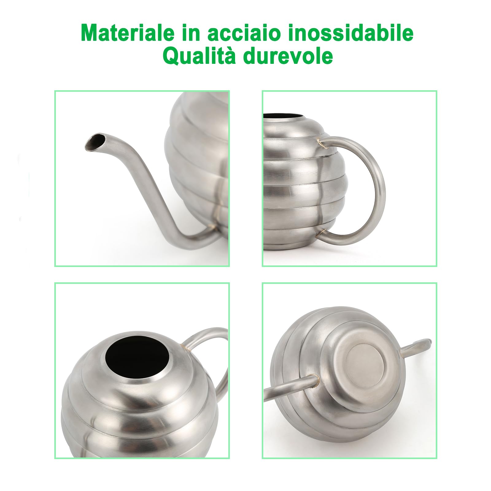 Lianshi Innaffiamento per piante,400 ml,Vaso per annaffiatura satinato in stile vintage,Opaco (argento)