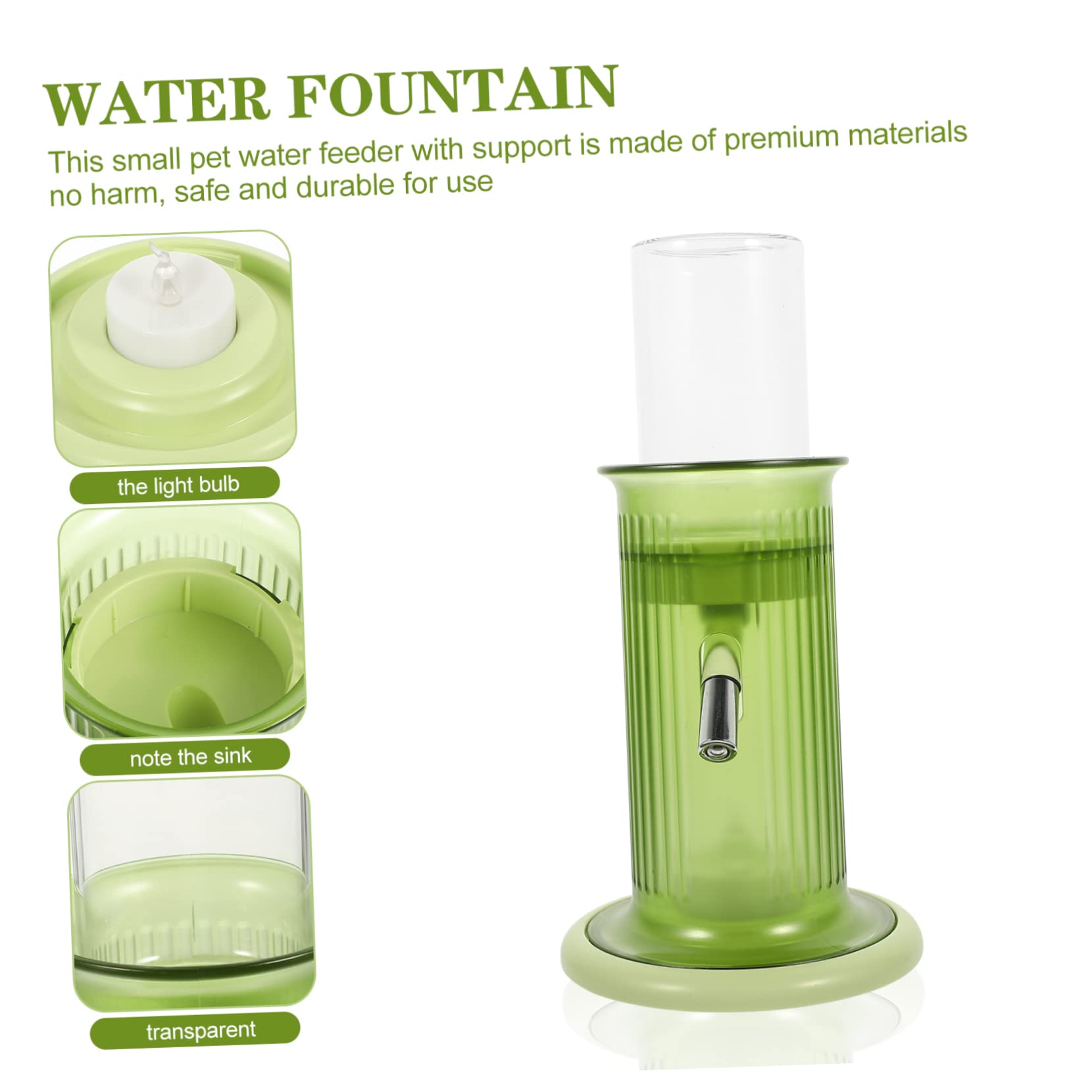 Distributeur d'eau Automatique Facile à Utiliser en Polypropylène Vert et Bouteille en Support Pratique pour Hamster et Chinchilla Sol