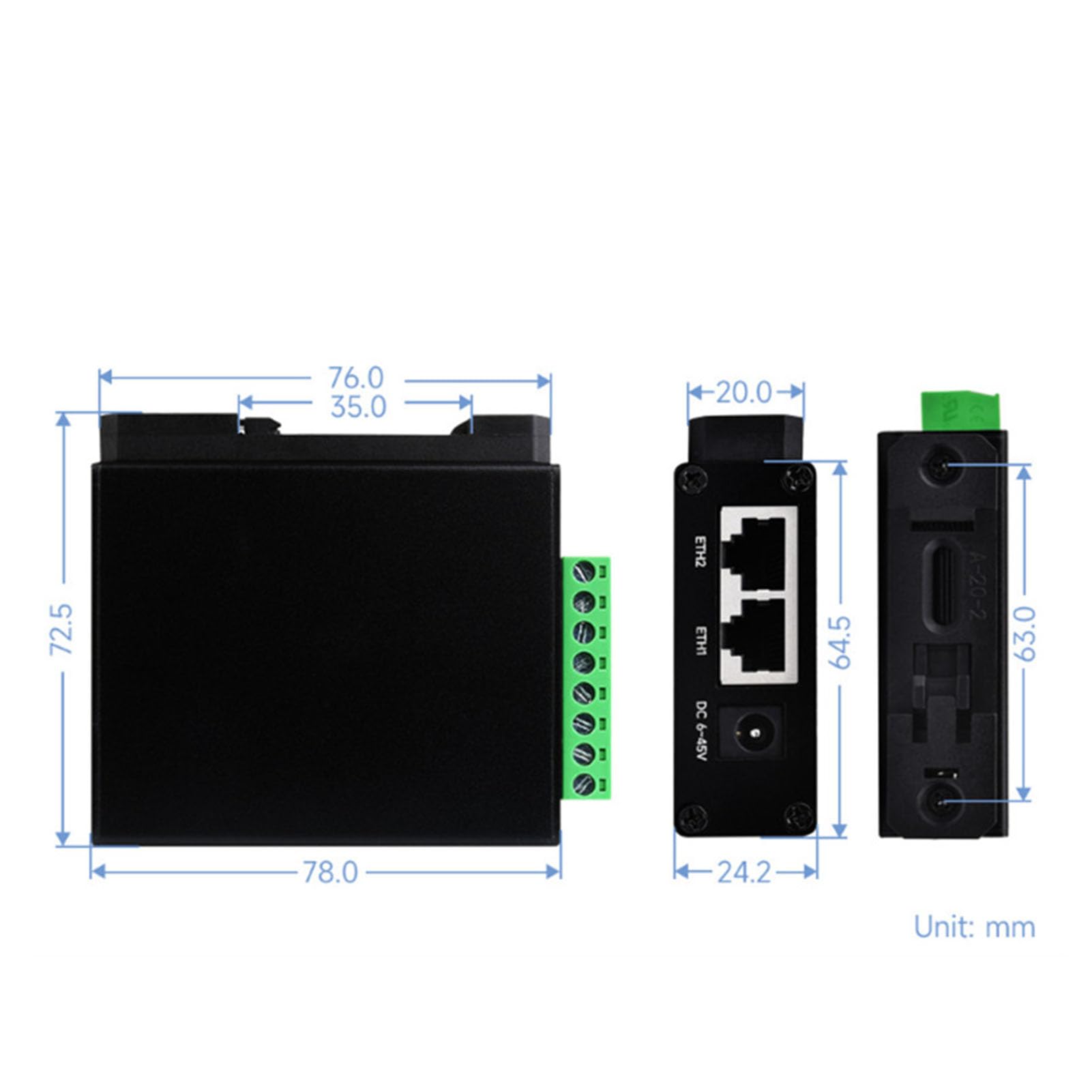 Convertisseur Série RS485/Ethernet – EBYTE, Sans Fil, 200m, Rail DIN