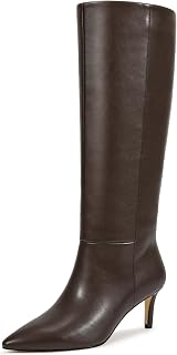 wetkiss Knee High Boots - Pointed Toe & Kitten Heel & Side Full Zipper
