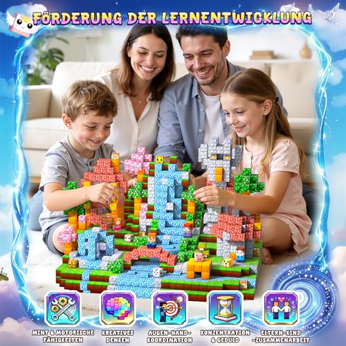 Pourbibi 𝟑𝟎𝟎 𝐓𝐞𝐢𝐥𝐞 Magnetische Bausteine, Magnetbausteine Magnetspielzeug,Magnetische Bauwelt Spielzeug Magnetblöcke für Kinder ab 3-10… – Ansicht 6