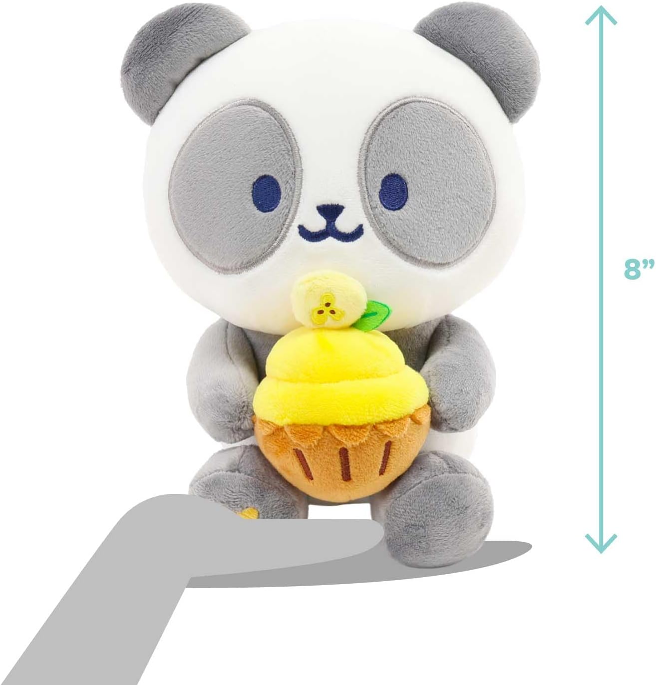 Anirollz Stuffed Animal Plush Toy – 8" Medium Sitting Plush Doll Soft, Squishy, Warm, Cute, Comfort, Safe Birthday Panda Bear Character with Banana Cupcake Pandaroll