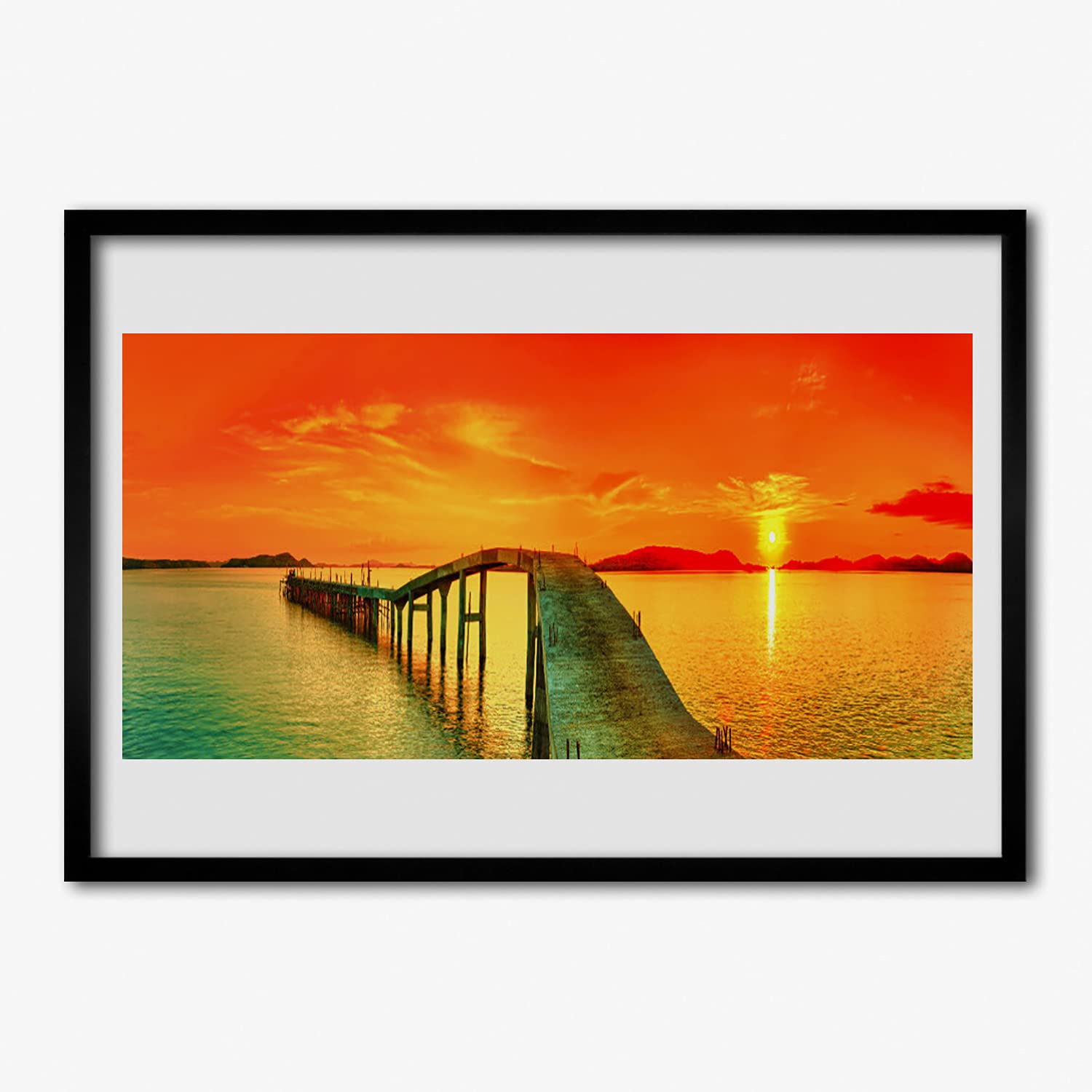 Tulup Marco Póster Cuadro de Pared 100x70cm Decoración Cartel Enmarcado Cuadros Decorativos Arte Mural Paredes de Sala, Dormitorios y Cocina - Puente de arquitectura marina