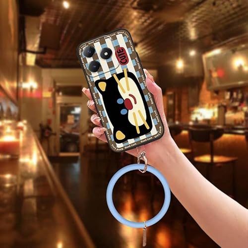 Phone Case Compatible with Realme C63 4G/C61 4G, Back Cover Funny Cute Youth Waterproof Cartoon Creative Soft Case Bracelet Anti