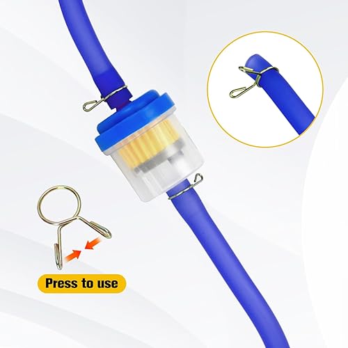 Miniatura 16 de HIAORS Manguera de motocicleta Manguera de línea de combustible de gasolina, tubo de tubo de gasolina y aceite, abrazadera de línea de filtro