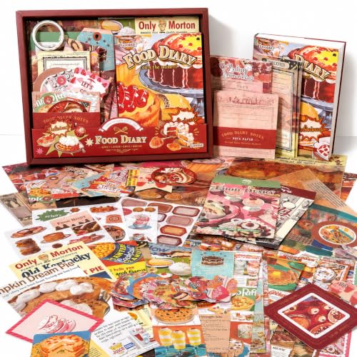 Image of RANDEN Kitcake Journaling Kit, 346PCS Vintage Scrapbook & Stationery Set with Aesthetic Stickers, Ephemera Pack and Journal Supplies for Bullet Journals, Planners, Albums & Creative Crafts (Food Diary)