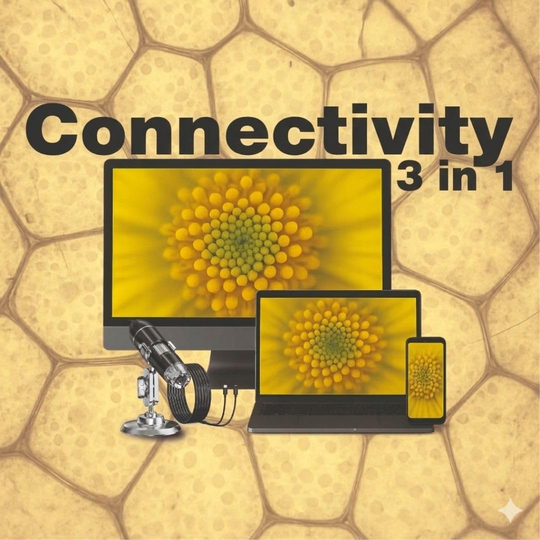 Microscopio digitale 1600X. Microscopio elettronico USB 3 in 1. Lente d'ingrandimento digitale portatile compatibile con PC, Android e tablet. Ideale per l'osservazione biologica, l'ispezione