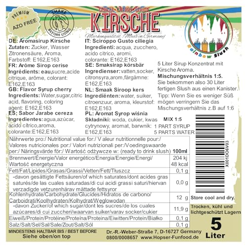 Rainbow Slush Sirup AZO FREI | Geschmack Kirsche | Konzentrat für Slushy Maker Eis Slushmaschinen Eismaschinen Getränke 1:5 – Bild 3