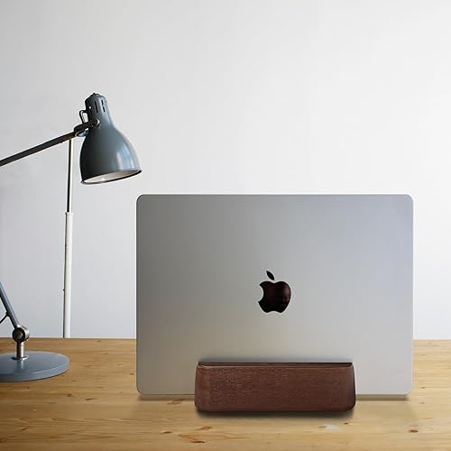 Miniatura 3 de Soporte de madera para portátil con 2 ranuras, marrón