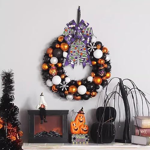 Miniatura 3 de Threetols 2 rollos de cinta de Halloween con borde con alambre de 10 yardas, cinta a cuadros de búfalo negro y morado de 2.5 pulgadas, cinta de