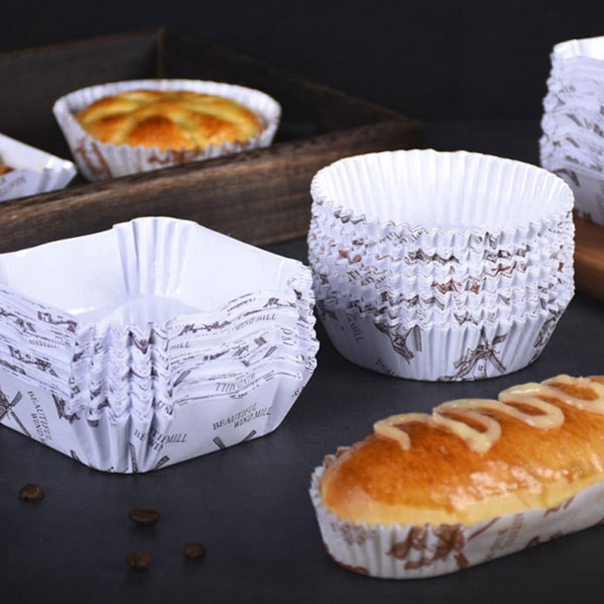 Capacillos para Cupcakes de Papel, Redondos y Resistentes al Calor, 300 Piezas, Aptos para Muffins y Mini Tartas, para Hornear
