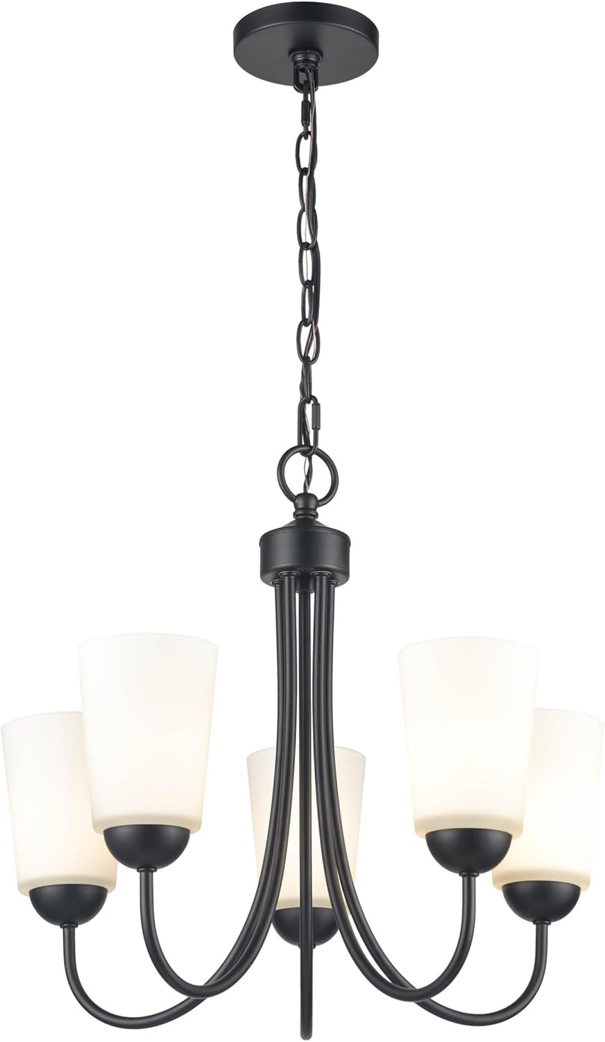 ML Lighting 9805-MB Ivey Lake 5-Light Chandelier Ceiling Light, Matte Black