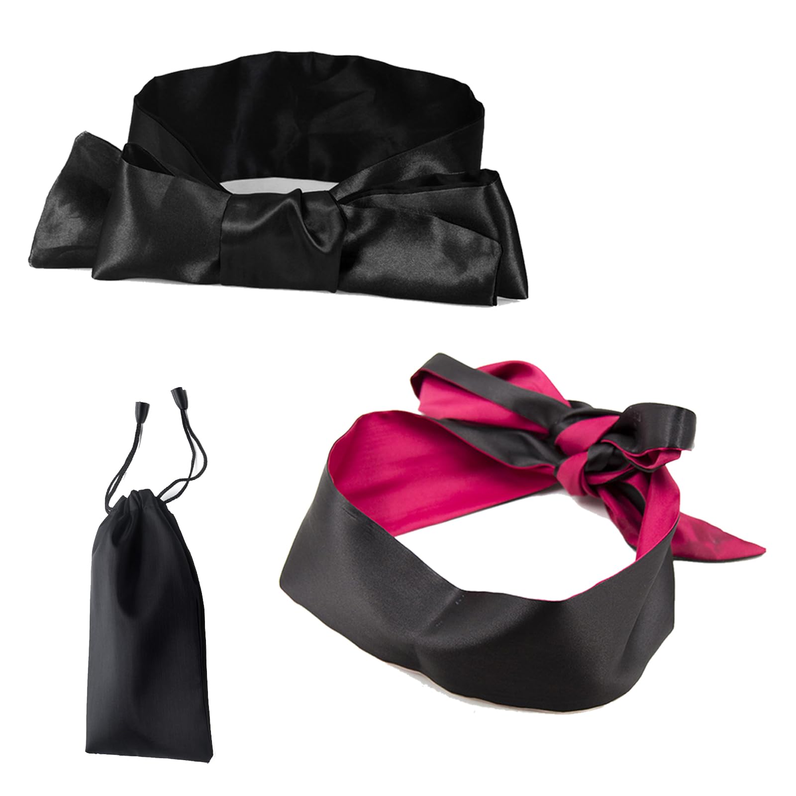 Set Benda E Maschera Per Occhi In Raso Con Manette Regolabili | Nero | Gioco Di Coppia Seducente - 3