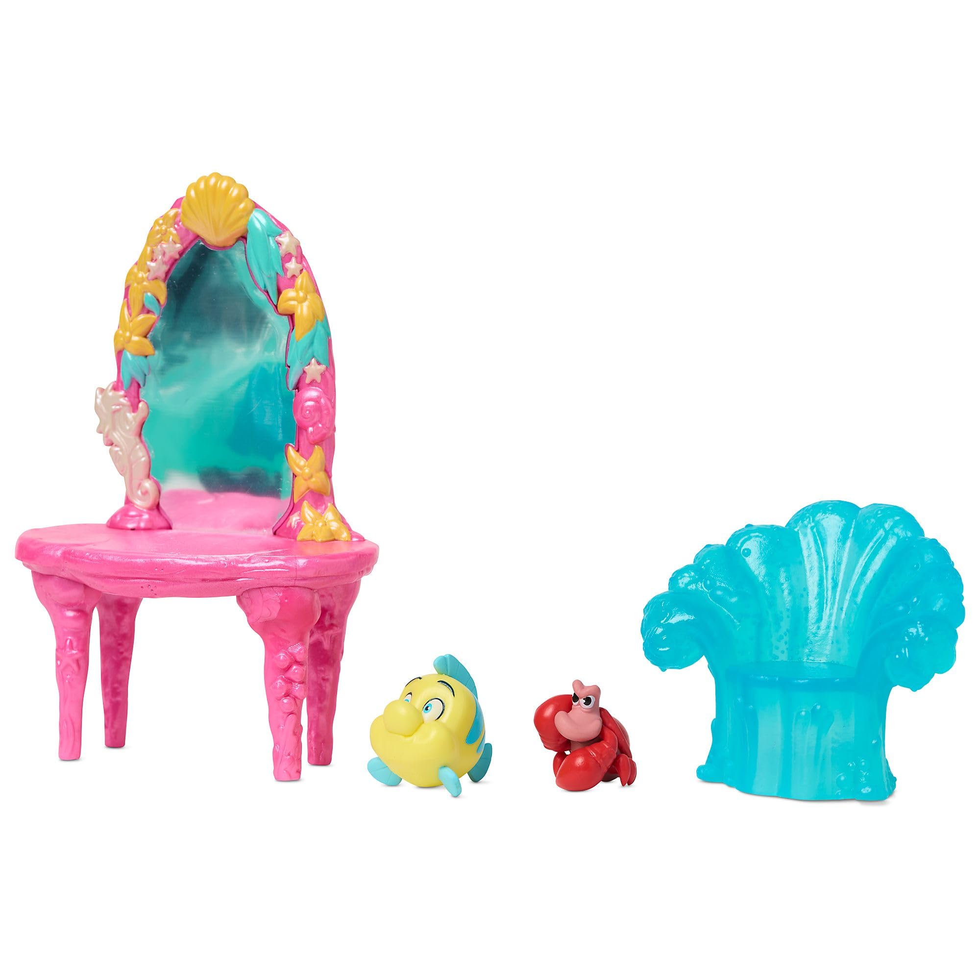 Disney Store Oficial Set de Juego con Minimuñeca de Ariel, La Sirenita, Disney's Once Upon a Story, 9 Piezas, Incluye Figuras de Sebastián y Flounder, para +3 años