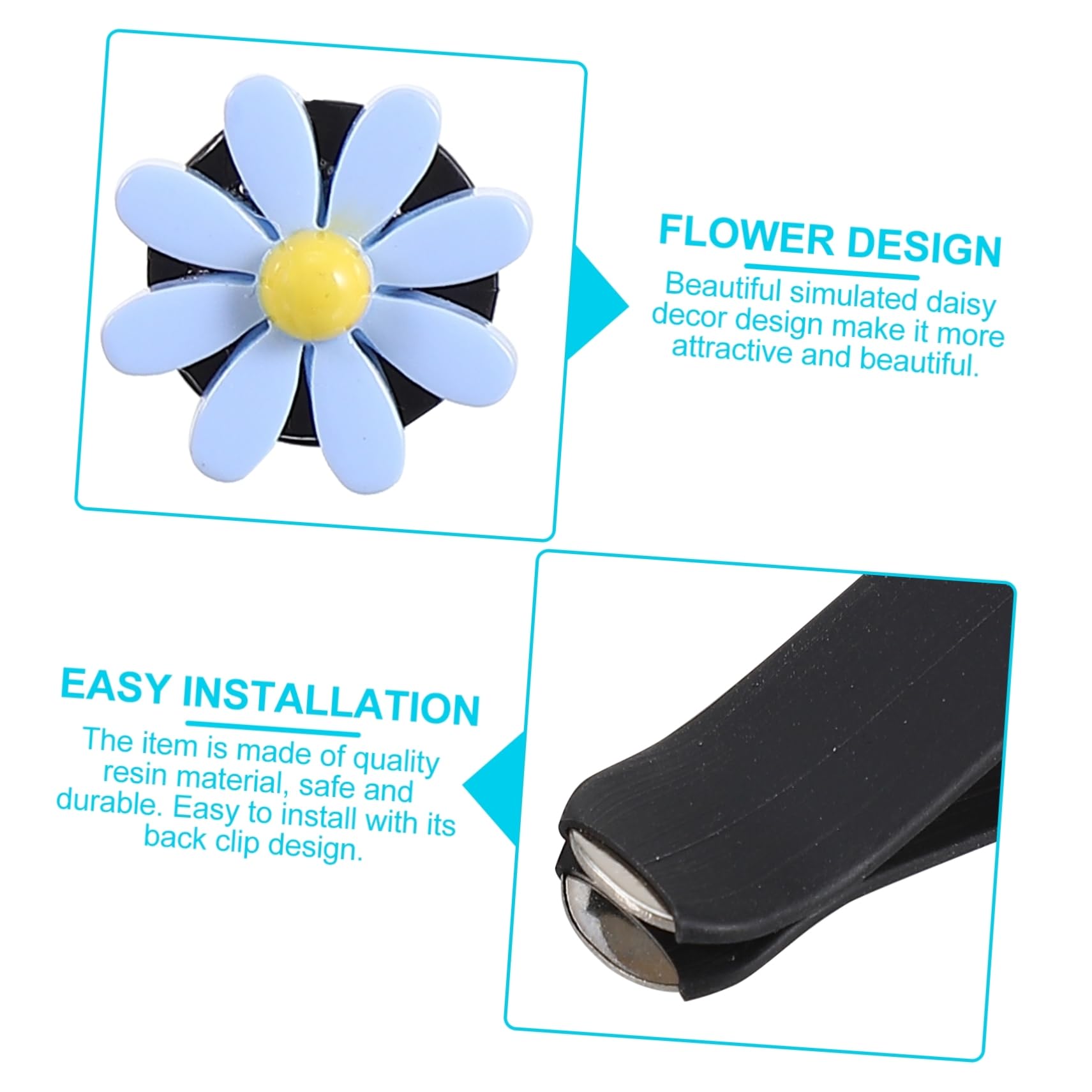 ibasenice Set di Mini Diffusori per Auto a Forma di Margherita con Clip per Auto