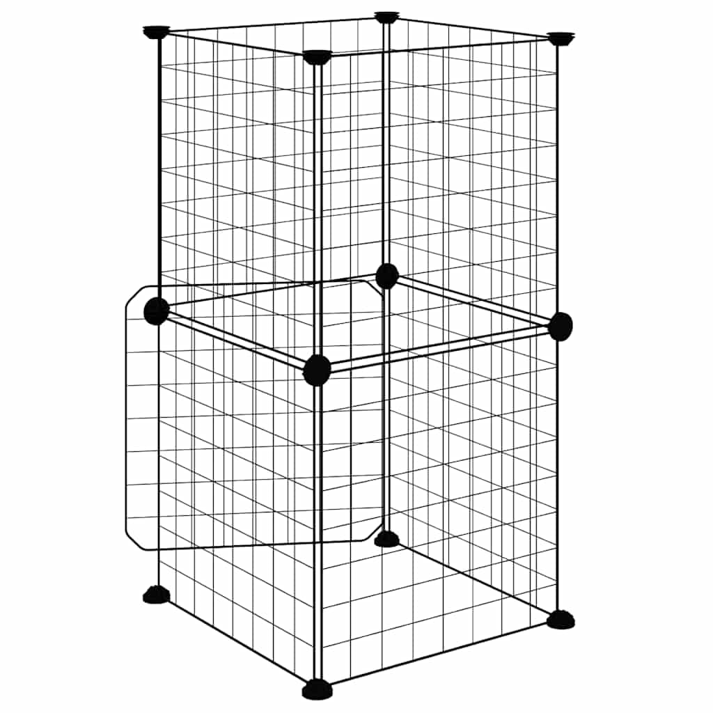 Jaula para mascotas de acero con recubrimiento en polvo, color negro, 35 x 35 cm, con puerta para animales pequeños, conejos, cobayas, hámster, roedores, protección en interiores y exteriores
