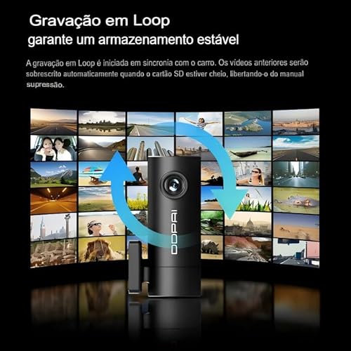 DDPAI Mini Pro Dash Cam, Câmera Veicular 1296P com Wi-Fi, Ângulo de 140° e Visão Noturna, Gravação d