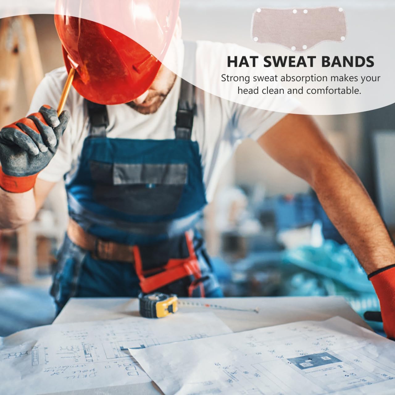 LALAFINA 6-Pack Hard Hat Sweatband Accessories, Reusable Terry Cloth Liner, Snap-On, Light Gray
