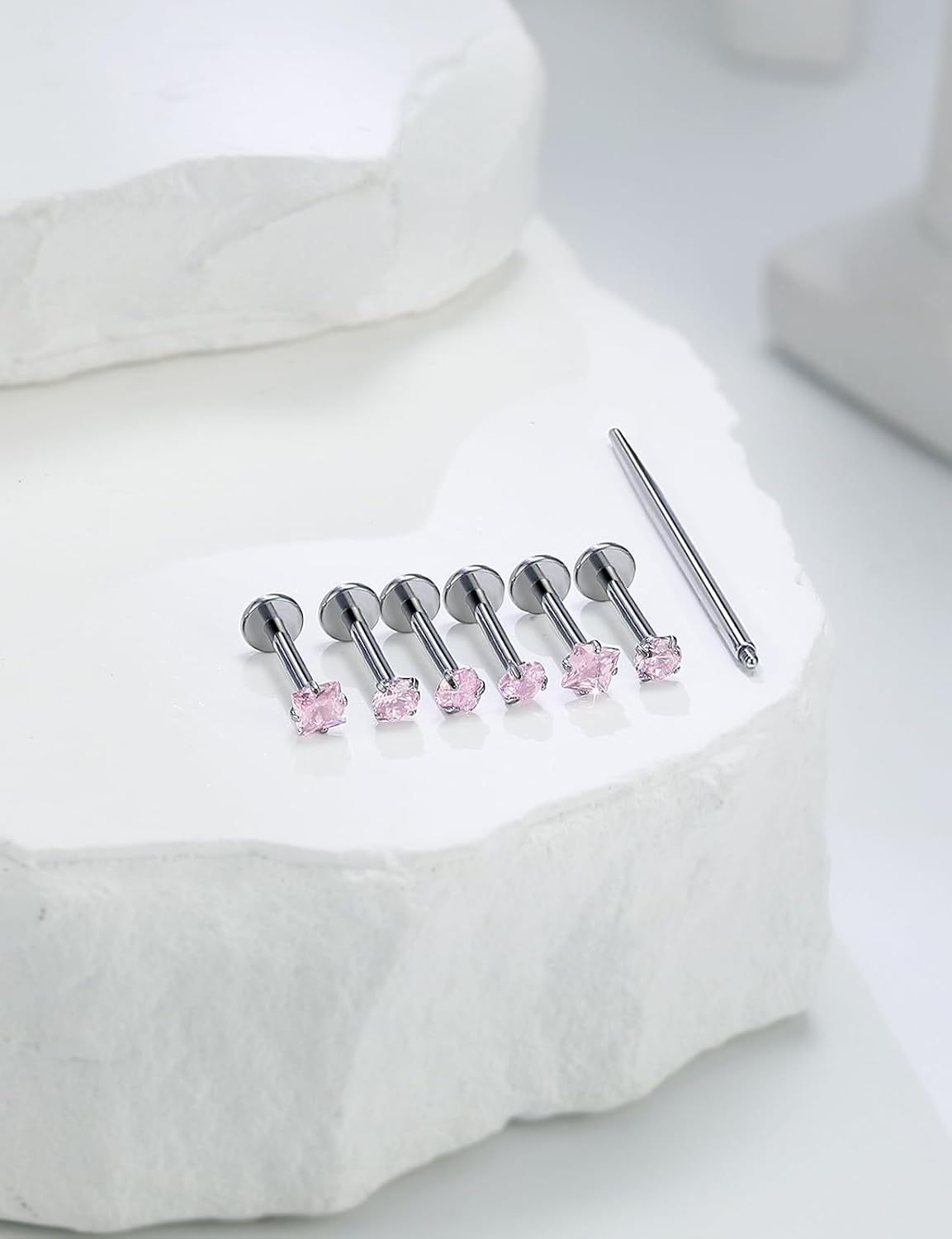 20G 18G 16G Astm F136 Titanium Internal Thread Flat Back Earrings Nose Studs Tragus Helix Conch Cartilage Lobe Earrings Medusa Labret Snake Bite Monroe Lip Ring Piercing Jewelry For Women Men