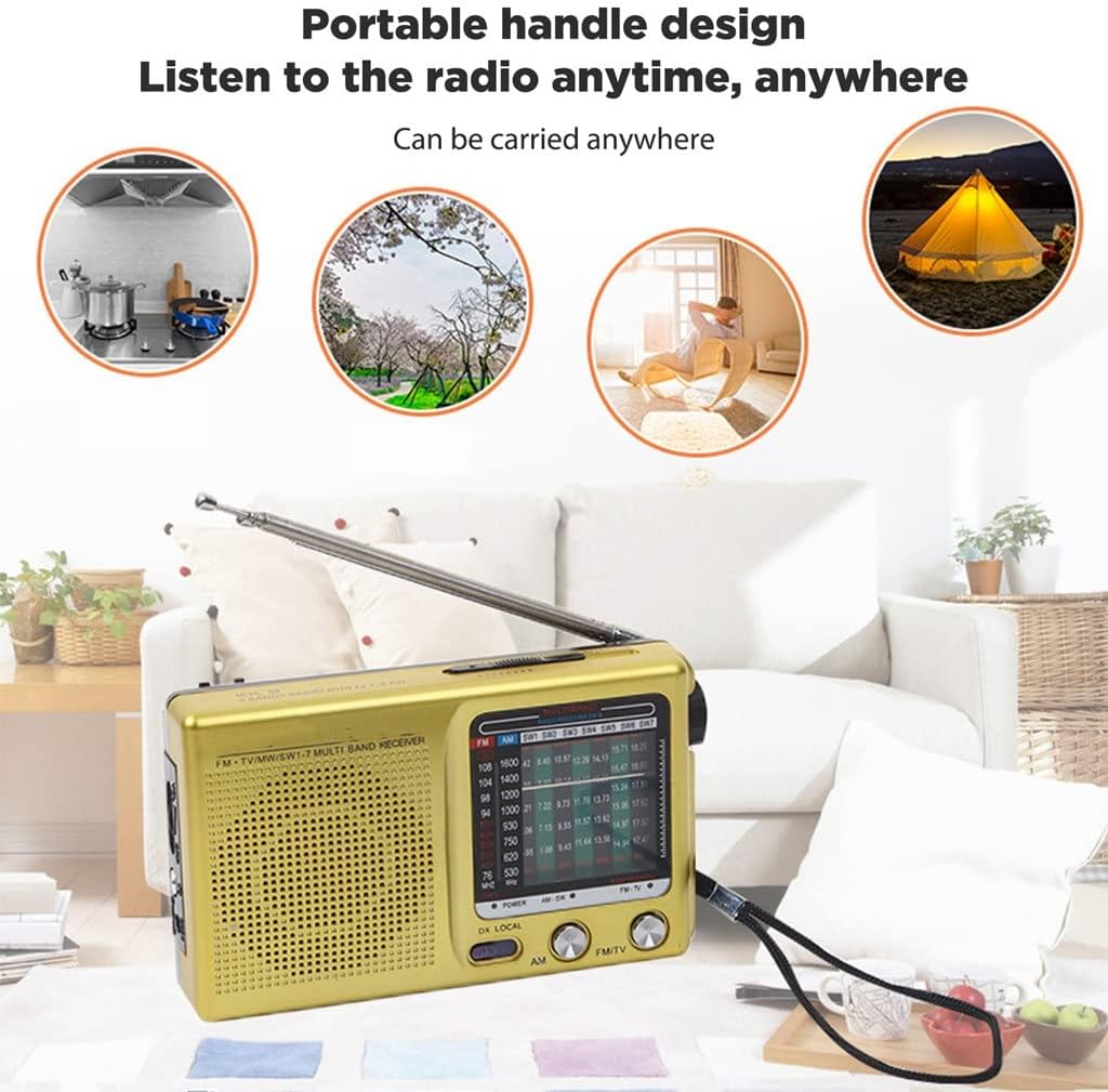 Retro Weather Radio Full Band Handheld SW AM FM Mini Battery Powered Built-in Speaker
