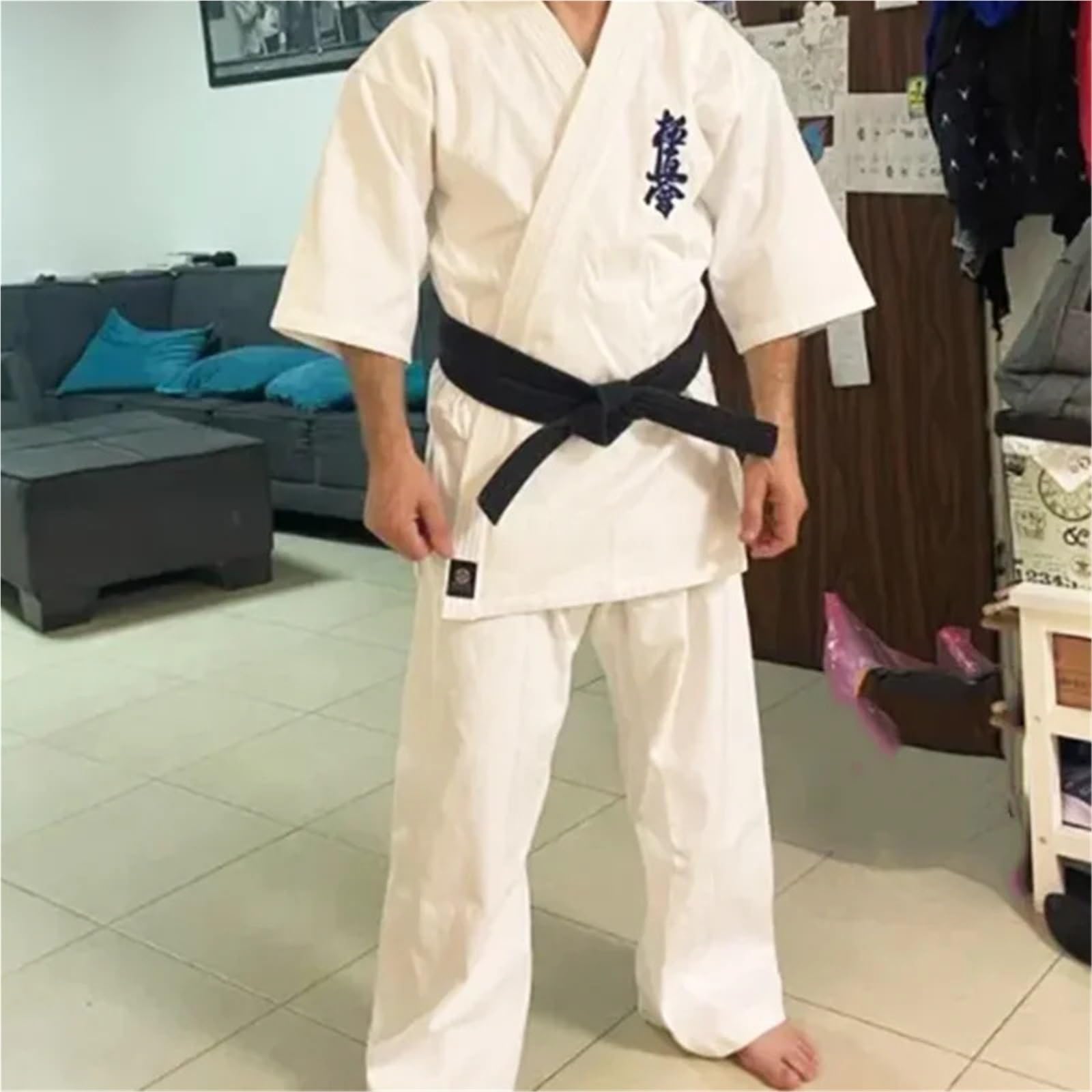 Tela de algodón for Uniforme de Karate, Kimono Gi for niños y Adultos con cinturón Blanco para Formación, Rendimiento(110cm)