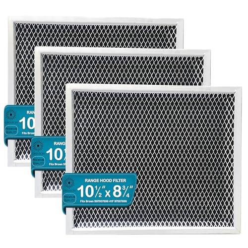 Range Hood Filter Replacement Compatible with Broan Nutone 41F 97007696 – 3-Pack Charcoal Carbon & Aluminum Grease Combo – Fits Kenmore, Maytag, Jenn-Air – 10.5” x 8.75” Easy Install, Odor Removal