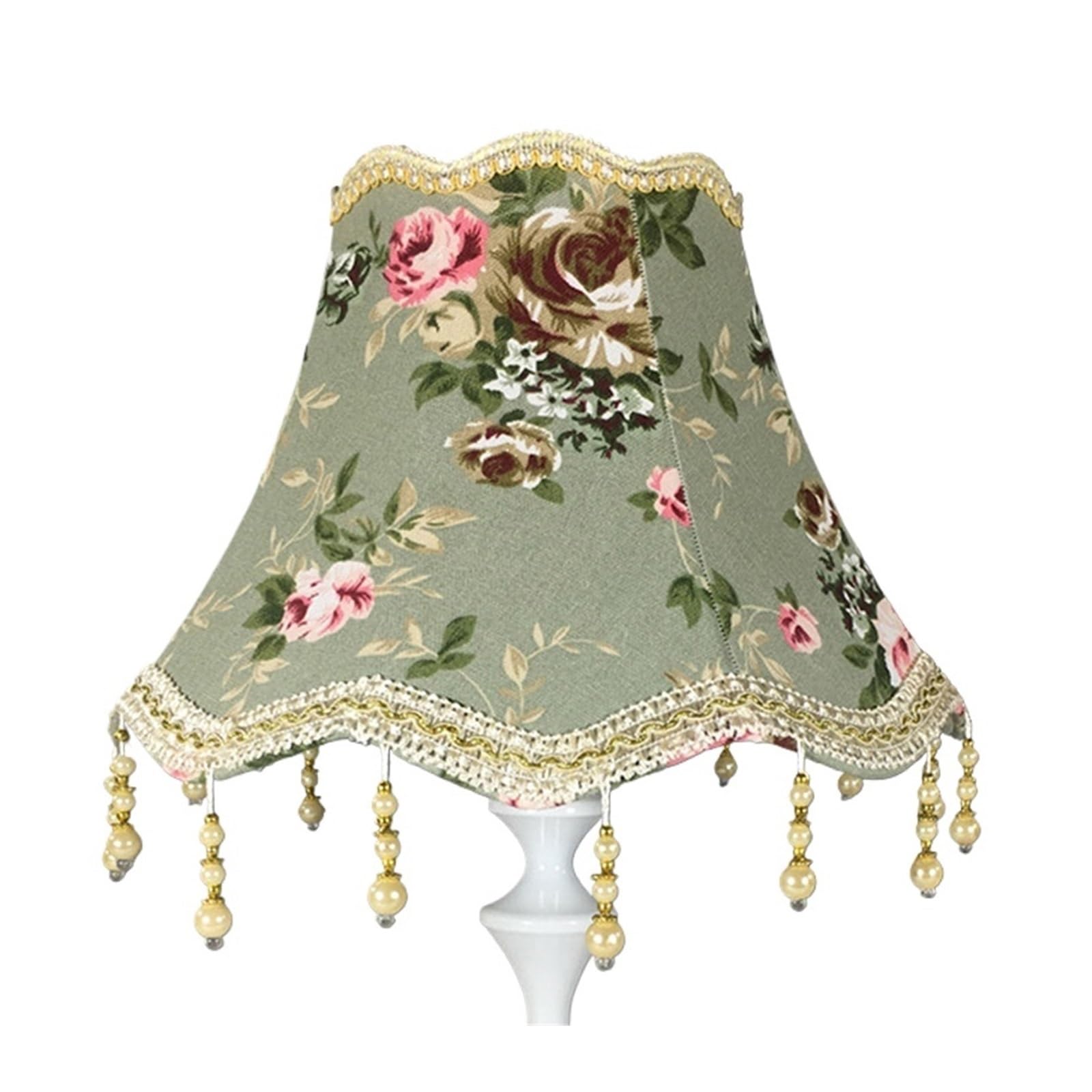 Luysgbxr Color-03 Tassel Lampshade Pearl Tassel Table Lamps Shade Cloth Fringe Beads Cover Retro Bedroom Decoration
