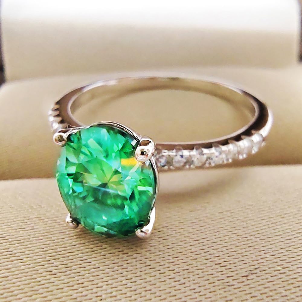 2.0ct Oval Ring Women 7x9MM Blue Green Moissanite Laboratory Diamond Eternal Jewelry 18K White Gold Plated S925 Silver Rings Gift - Image 5