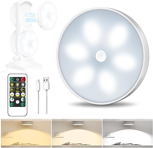 Miniatura 17 de Luces LED de armario - luz de disco de lámpara de movimiento inalámbrica, nueva versión de la lámpara de pie recargable por USB con control remoto