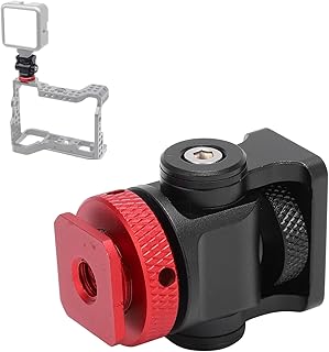 Sanpyl Mini Cold Shoe Adapter, Aluminum Alloy Monitor 360Â°Ball Head Tripod Cold Shoe Mount Adapter, 1/4 Inch Screw for SLR Camera(red)