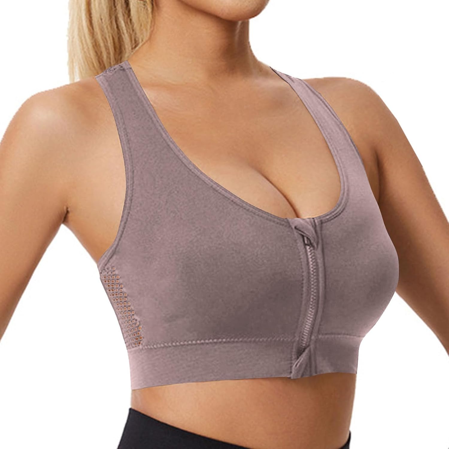 Women’s Sexy Backless Wire Free Bra, Front Closure Seamless Push Up Bras, Solid Everyday Bralette for Daily
